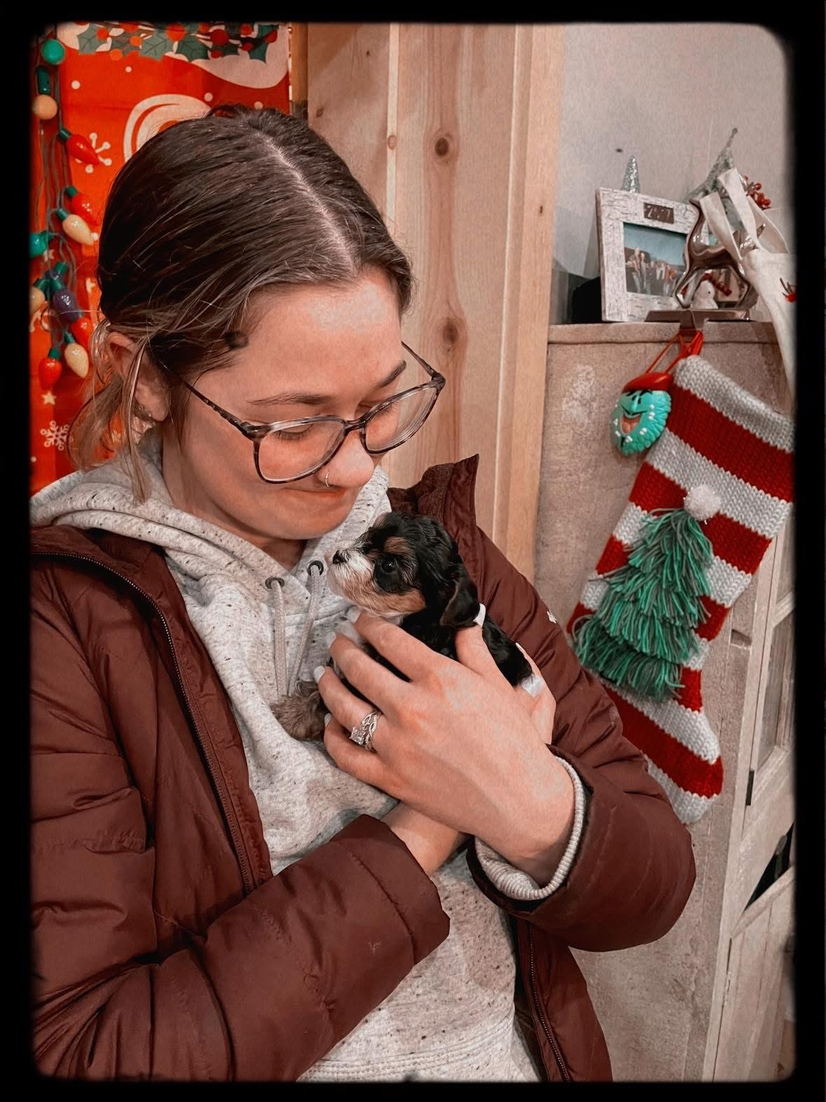 Kathryn holding a puppy